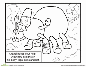 Anansi the Spider Coloring Page