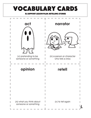 Vocabulary Cards: Fantastic Fiction: Retelling Stories