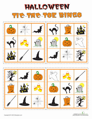 Play Halloween Tic-Tac-Toe Bingo