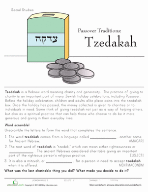 逾越节的传统:Tzedakah