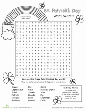 St. Patrick's Day Word Search #4