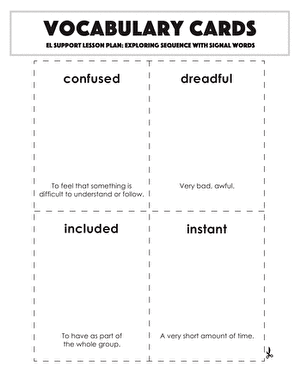 Vocabulary Cards: Exploring Sequence with Signal Words