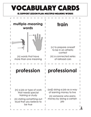 Vocabulary Cards: Multiple-Meaning Words