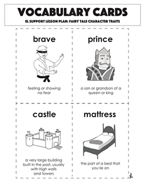 Vocabulary Cards: Fairy Tale Character Traits