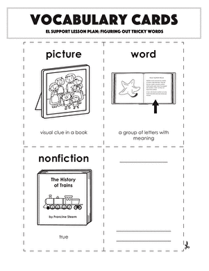 Vocabulary Cards: Figuring Out Tricky Words