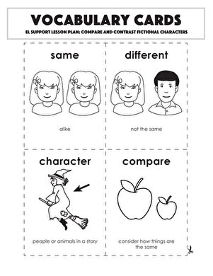 Vocabulary Cards: Compare and Contrast Fictional Characters
