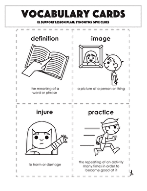 Vocabulary Cards: Synonyms Give Clues