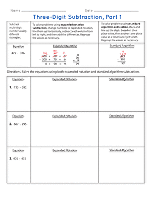 Three-Digit Subtraction, Part 1