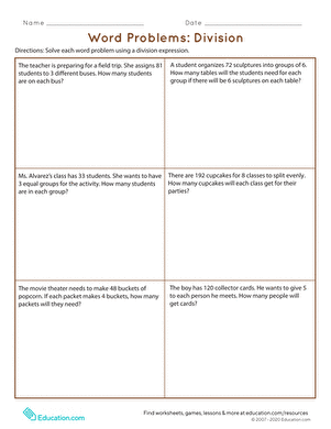 Word Problems: Division
