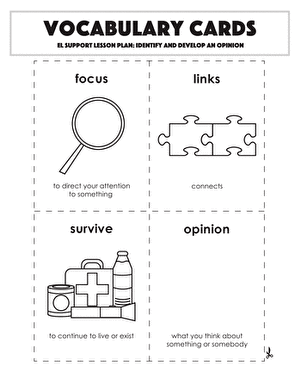 Vocabulary Cards: Identify and Develop an Opinion