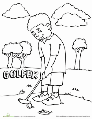 Golfing Coloring Page