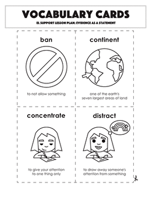 Vocabulary Cards: Evidence as a Statement