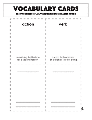 Vocabulary Cards: Verbs that Show Character Action