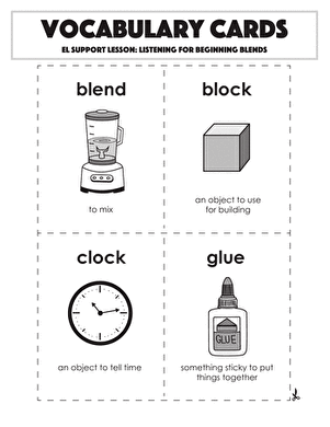 Vocabulary Cards: Listening for Beginning Blends