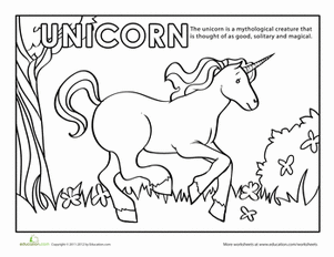 Unicorn Myth Coloring Page