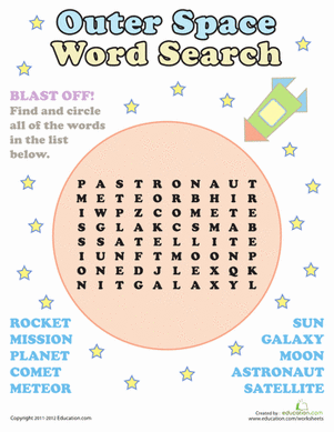 Outer Space Word Search