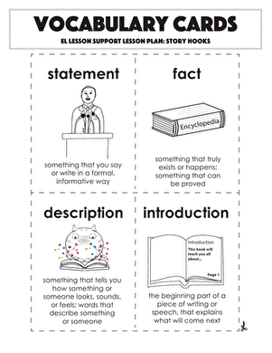 Vocabulary Cards: Story Hooks