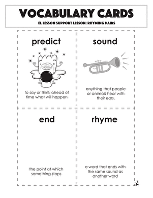 Vocabulary Cards: Rhyming Pairs