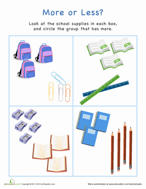 More or Less School Supplies