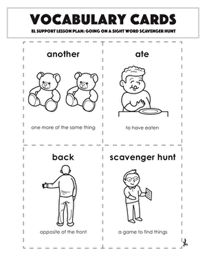 Vocabulary Cards: Going on a Sight Word Scavenger Hunt