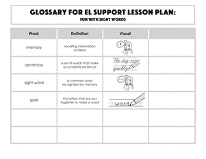 Glossary: Fun with Sight Words