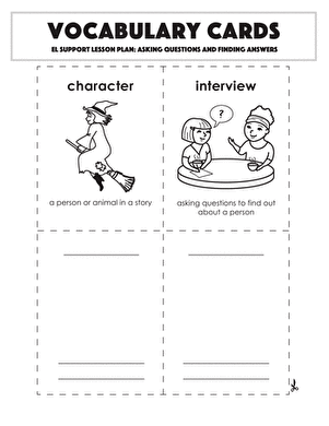 Vocabulary Cards: Asking Questions and Finding Answers