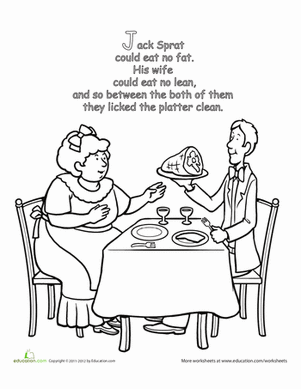 Jack Sprat: Rhyme Coloring Page