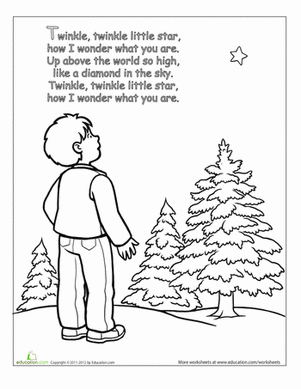 Nursery Rhyme Coloring: Twinkle, Twinkle, Little Star