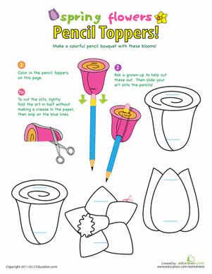 Color Spring Flower Pencil Toppers