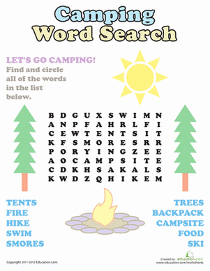 Camping Word Search