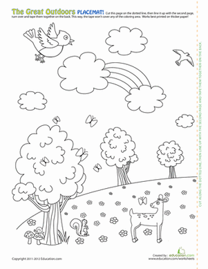Forest Scene Coloring Page Placemat!