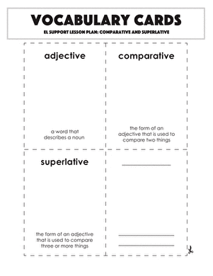 Vocabulary Cards: Comparative and Superlative