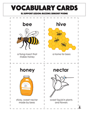 Vocabulary Cards: Buzzing Sensory Poems