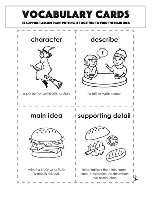 Vocabulary Cards: Putting it Together to Find the Main Idea