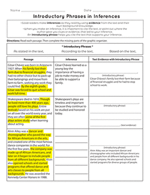 Introductory Phrases in Inferences