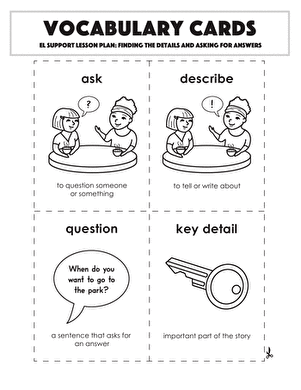 Vocabulary Cards: Finding the Details and Asking for Answers