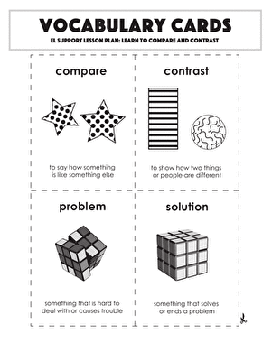 Vocabulary Cards: Learn to Compare and Contrast