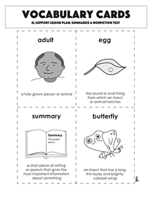Vocabulary Cards: Summarize a Nonfiction Text