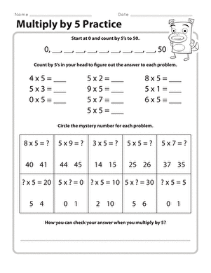 Multiply by 5 Practice
