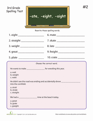 Homophones: -ate, -eight, and -aight