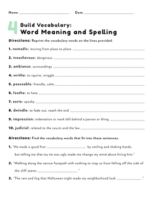 Build Vocabulary: Word Meaning and Spelling #4