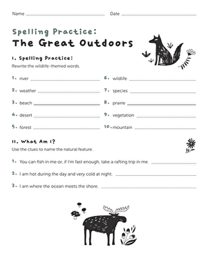 Spelling Practice: The Great Outdoors