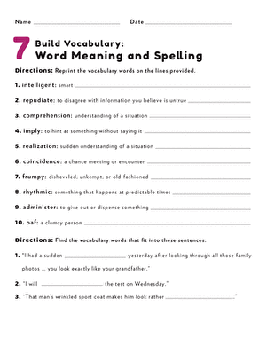 Build Vocabulary: Word Meaning and Spelling #7