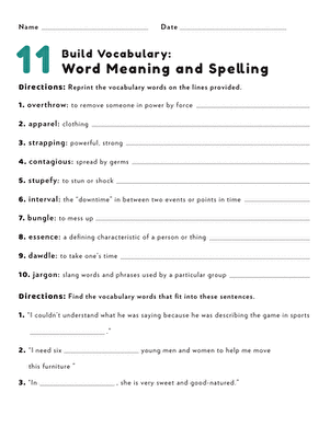 Build Vocabulary: Word Meaning and Spelling #11