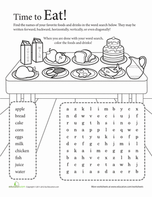 Word Search: Time to Eat!