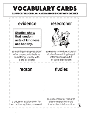 Vocabulary Cards: Match Author's Point with Evidence