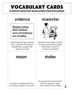 词汇卡:将作者的观点与证据相匹配