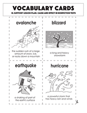 Vocabulary Cards: Cause and Effect in Nonfiction Texts