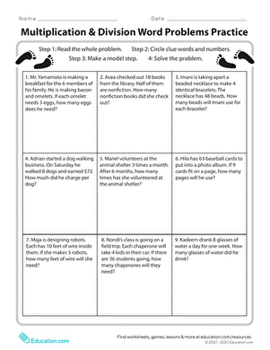 Multiplication & Division Word Problems Practice