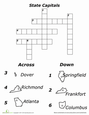 State Capitals Crossword 2